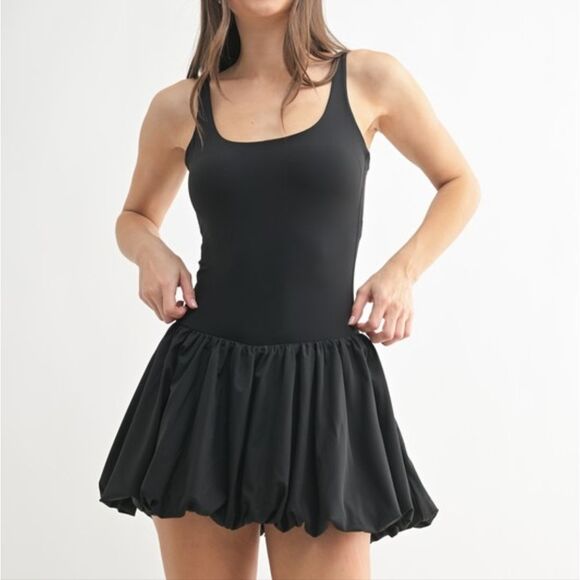 MONO B Bubble Active Mini Black Dress Women's Activewear Sz Medium - Picture 1 of 5